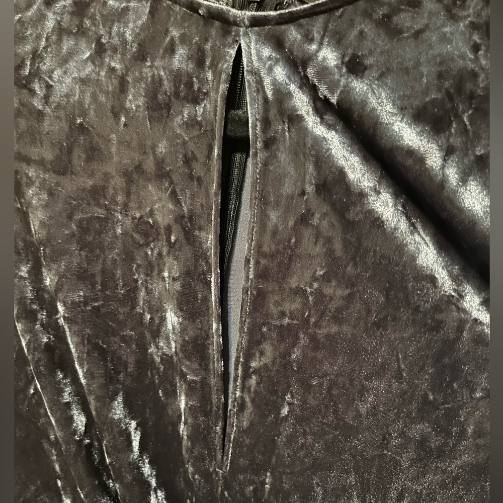 Zara Crushed Velvet Charcoal Gray Dress - Picture 7 of 7